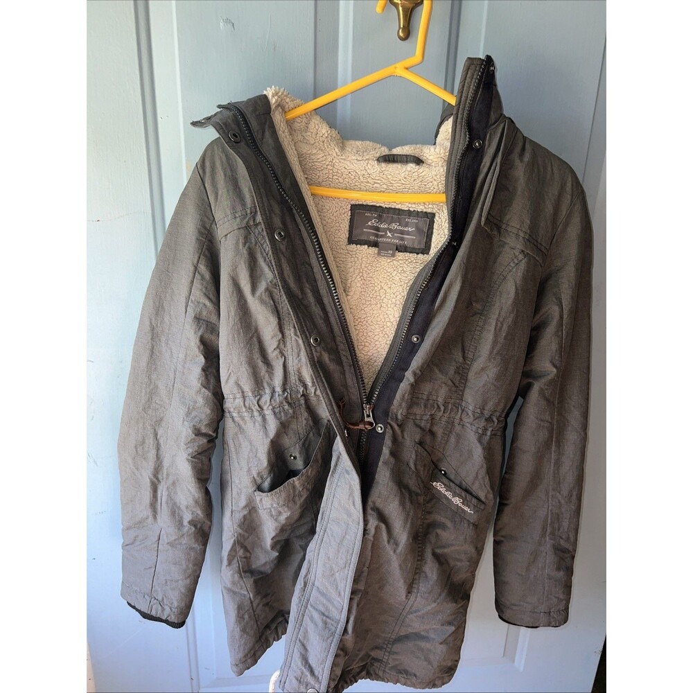 Eddie Bauer Sherpa Lined Insulated Faux Fur Hooded Full Zip Parka Jacket XS